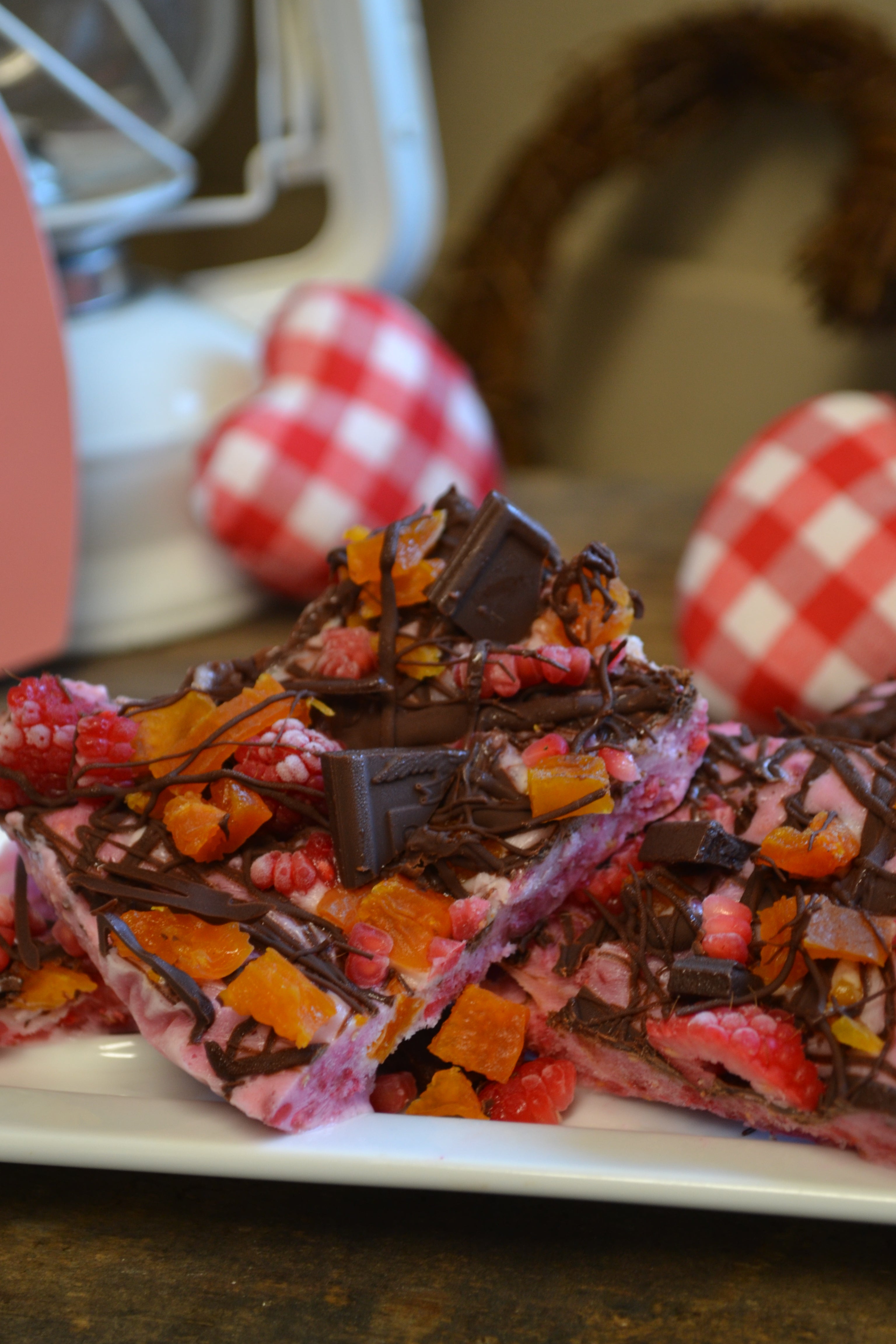 Dark Chocolate Apricot Raspberry Bark