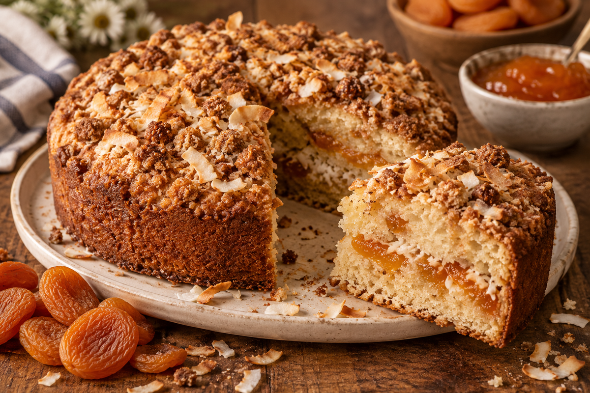 Apricot-Coconut Crumb Cake