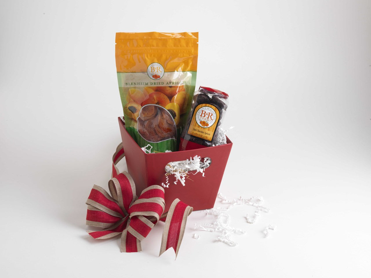 San Benito's Finest Basket- Dried Blenheim Apricots and Dark Chocolate Covered Apricot Nibbles